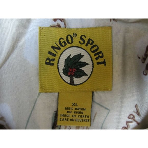 RINGO SPORT VTG 1990s Men Hawaiian ALOHA shirt XL 25" p2p rayon sailboat fishing - Picture 8 of 8